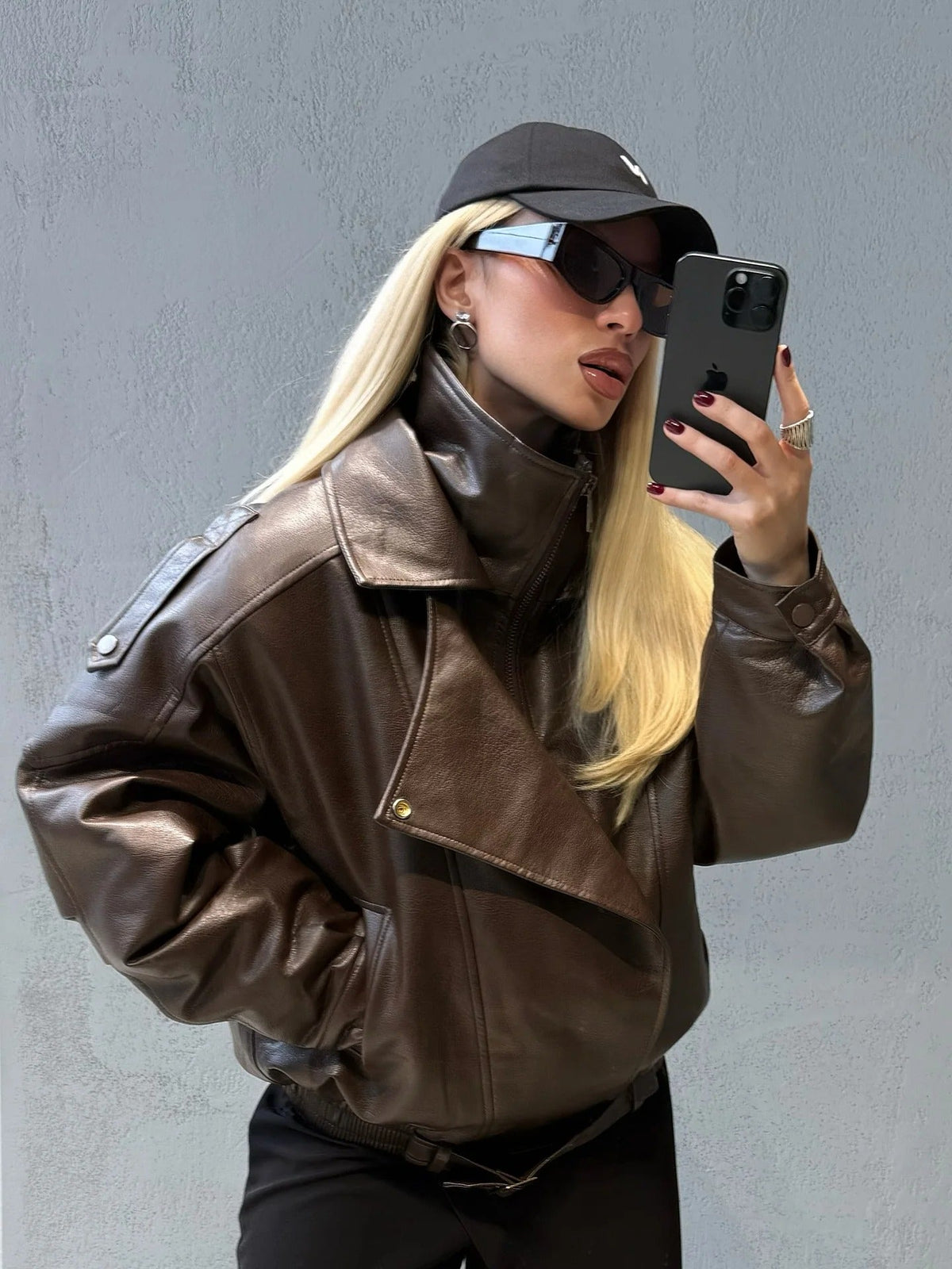 Denise Belted Vegan Leather Jacket