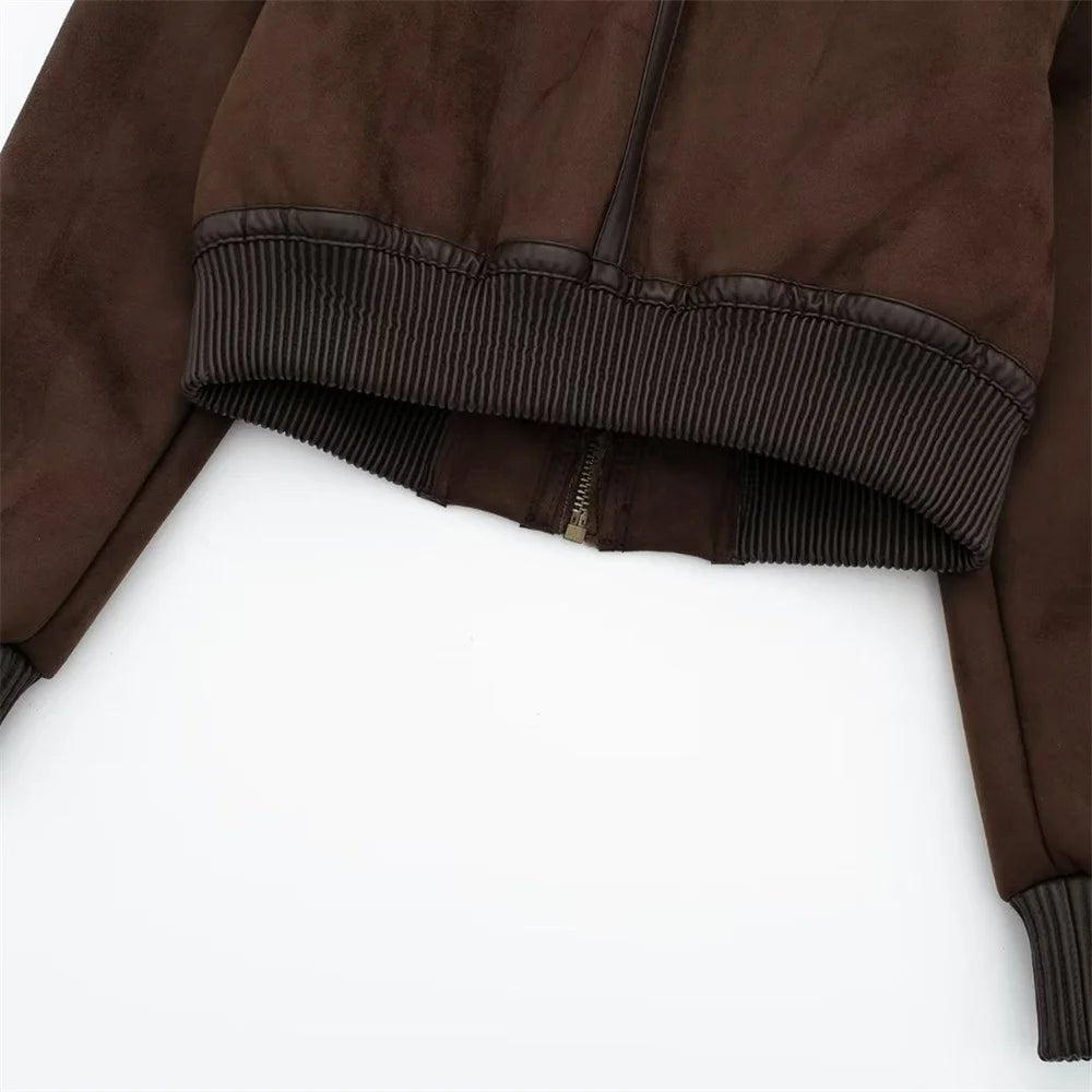 SOERA Esme Suede Short Bomber Jacket - Jackets - 1005006086971689-;sg1764703453922496199 Brown L