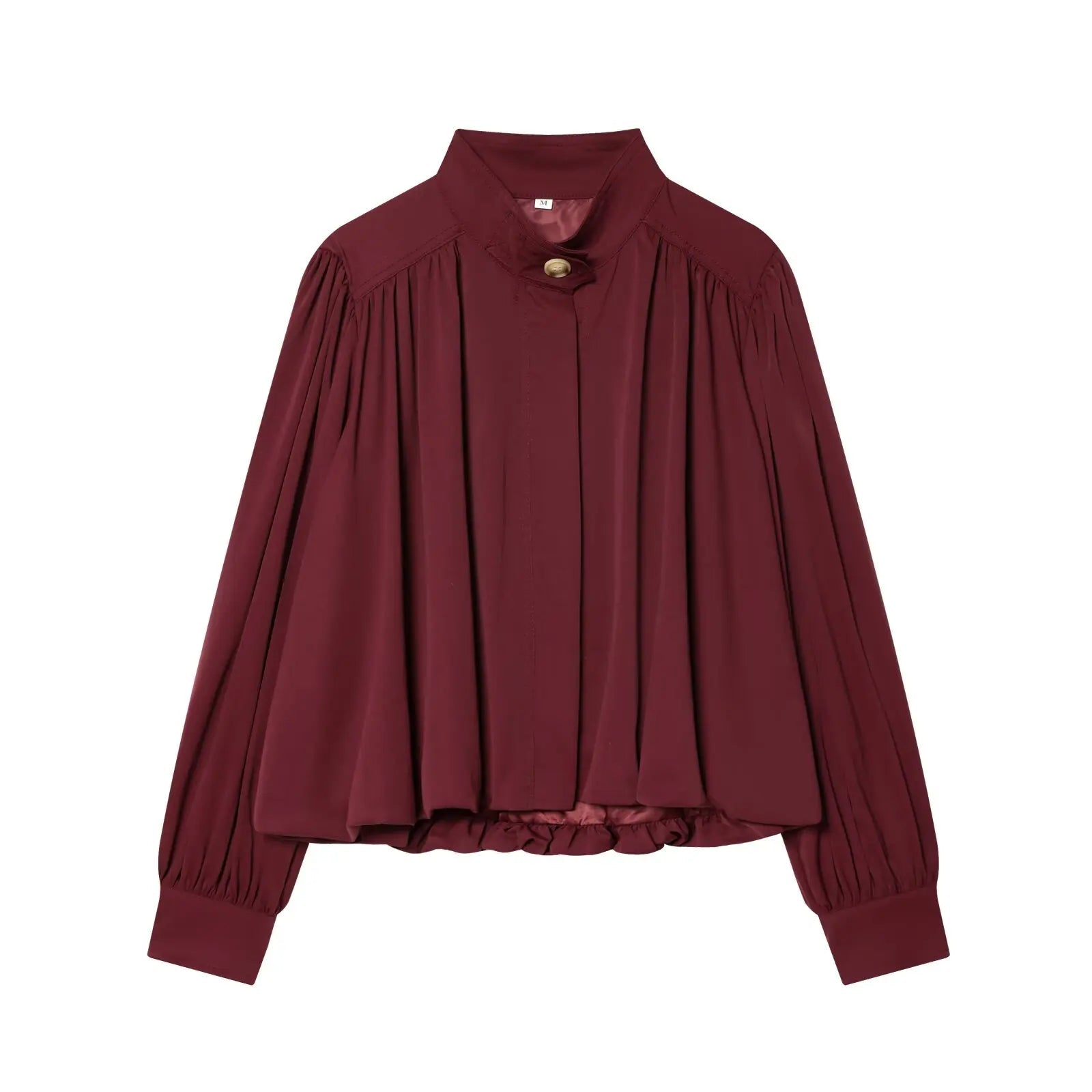 SOERA Hilda High Neck Pleated Jacket - Jackets - 1005010367787446-;KX1774012028038061240 Burgundy S