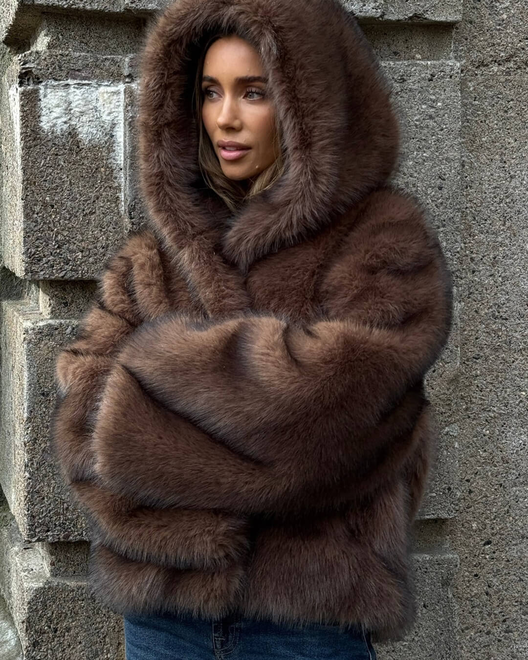 SOERA Ivy Faux Fur Hooded Short Coat - Jackets - 3256810159309756-;tl1766488745925983171 S