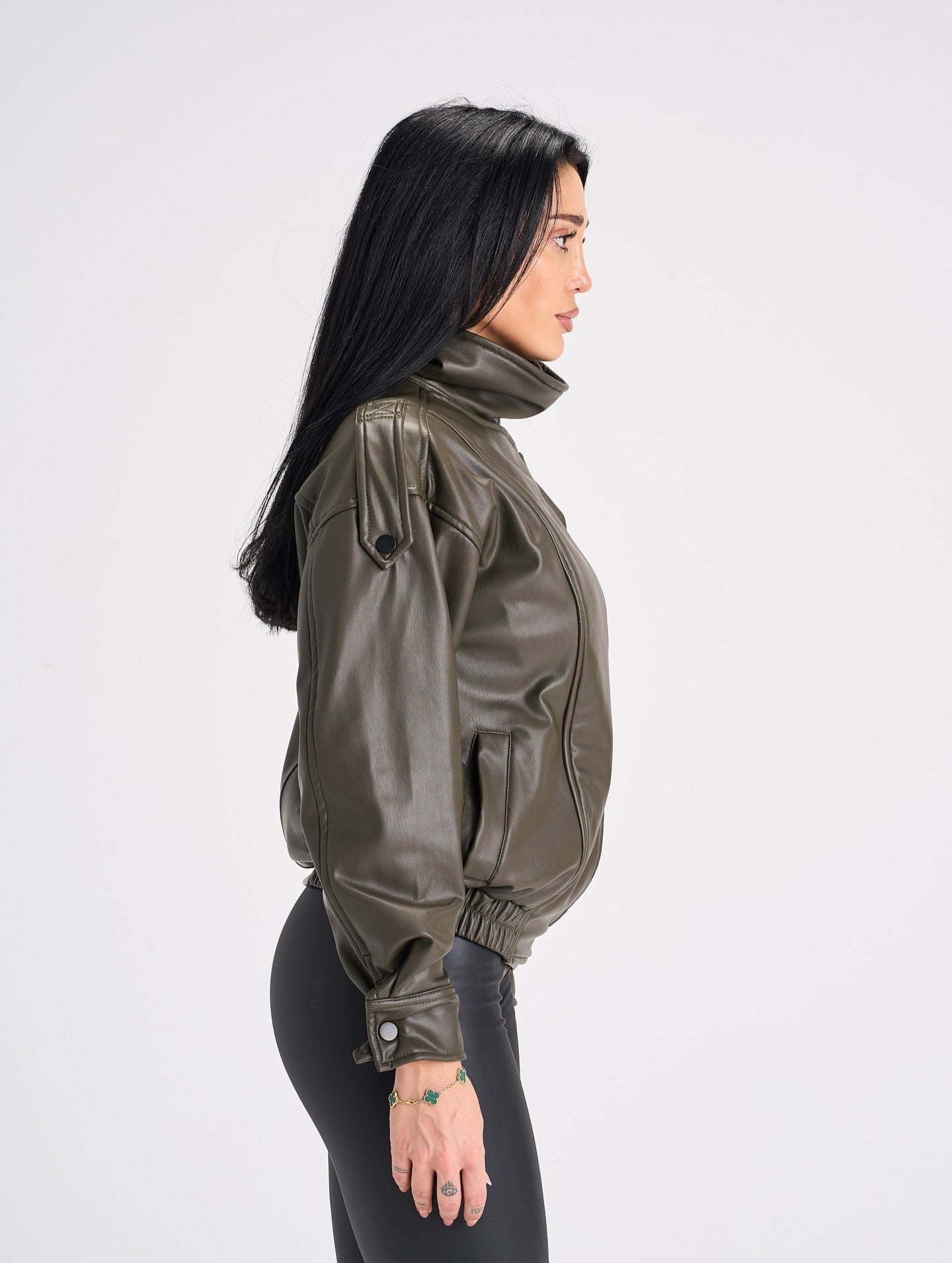 SOERA Joyce Asymmetrical Zip Faux Leather Jacket - Jackets - 1005011921437999-;mc1775031590525102002 Dark Green S