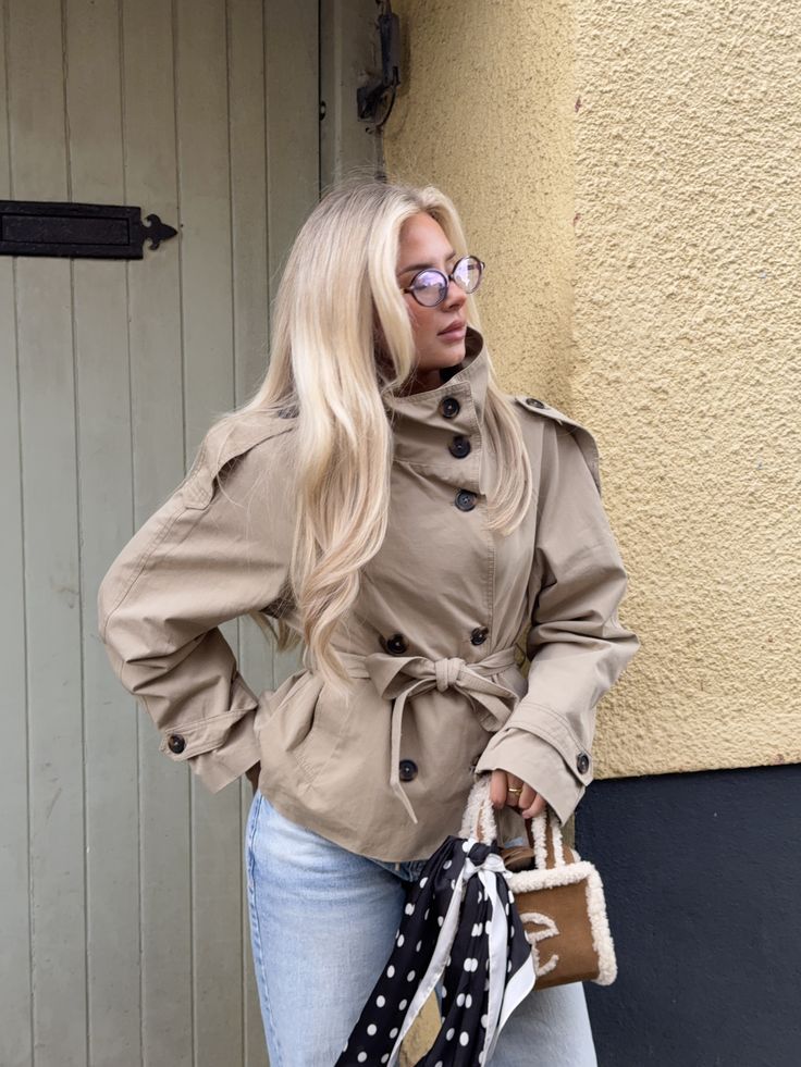 SOERA Kara Stand Collar Crop Trenchcoat - Jackets - 1005009693239722-;SM1771494648620968832 Khaki XS