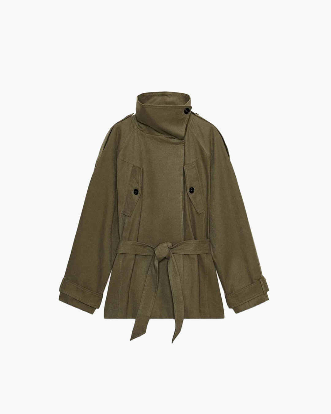 SOERA Kendra Belted Windbreaker Jacket - Jackets - 1005009993886931-;zv1764102180641537244 Army Green XS