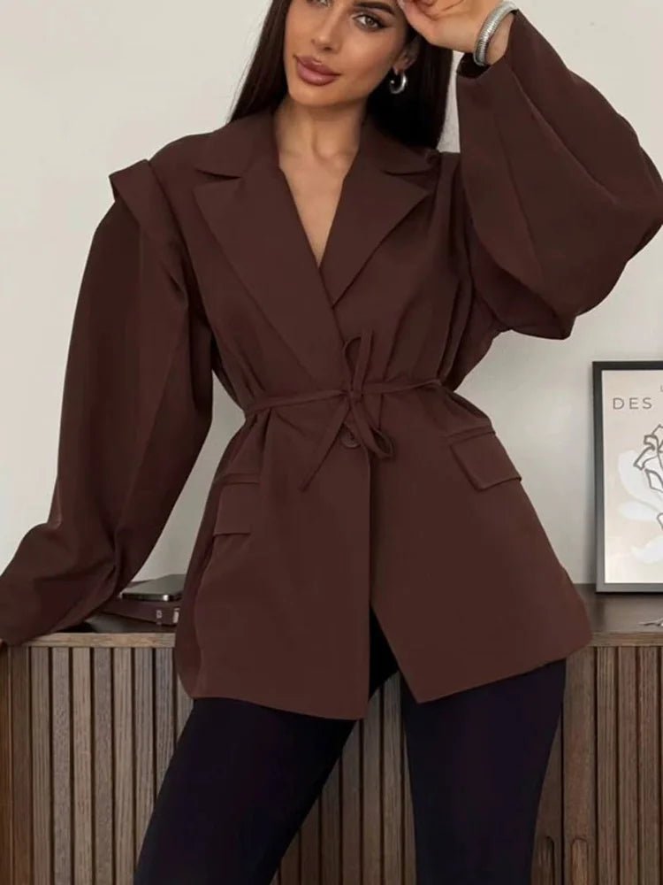 SOERA Leandra Wide Sleeves Belted Blazer - Jackets -  Brown S