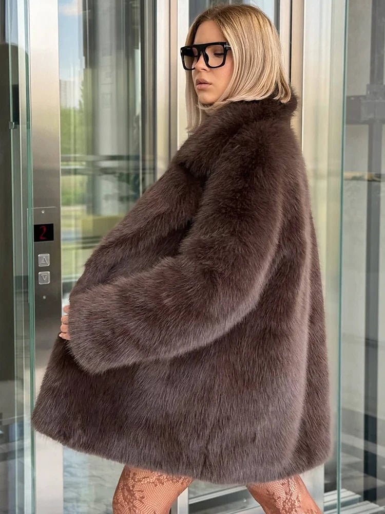 SOERA Lena Oversized Faux Fur Coat - Jackets - 3256810183956552-;la1766488746366539418 Dark Brown XL