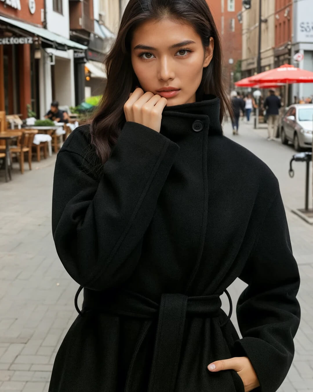 SOERA Loraine Stand Collar Lace Up Coat - Jackets - 1005009902081475-;nI1762998398652388980 Black S