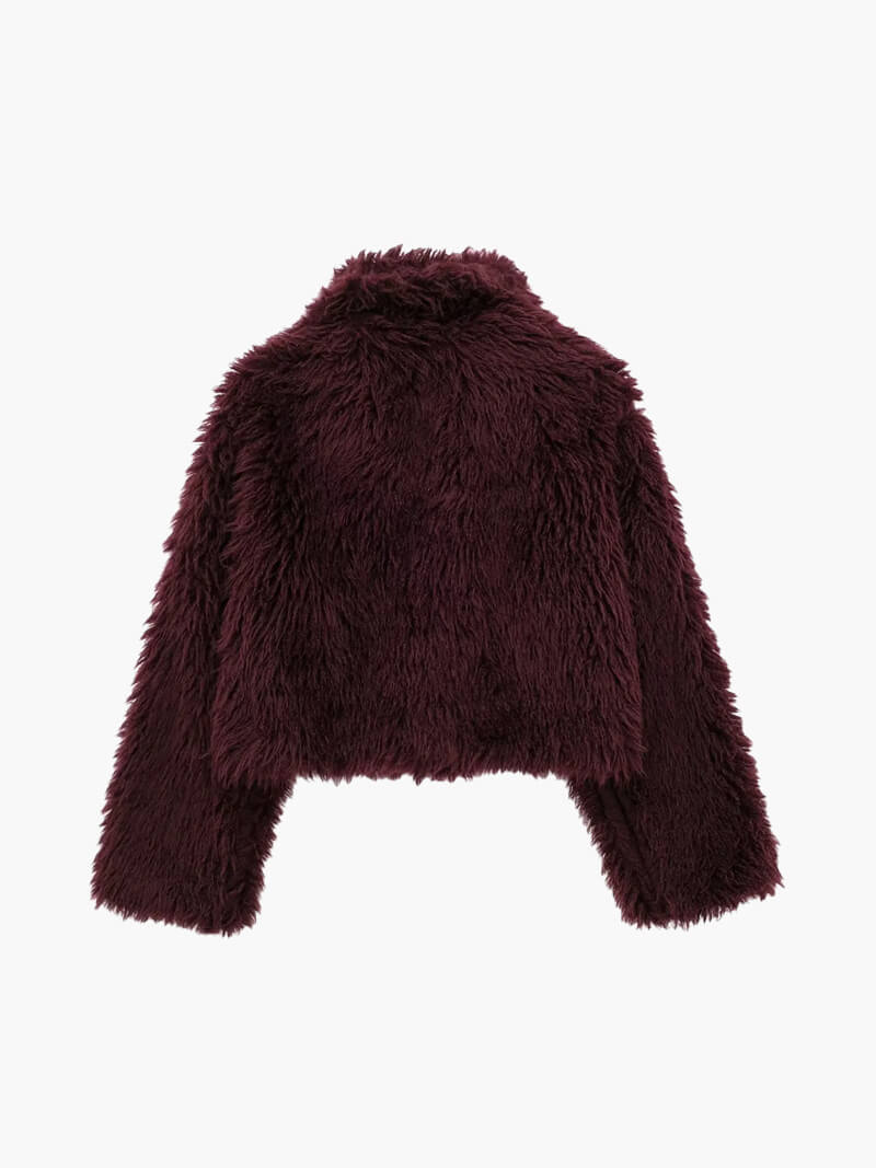 SOERA Mia Faux Fur Jacket - jackets - Soera-Mia-Faux-Fur-Jacket-Burgundy/S Burgundy S
