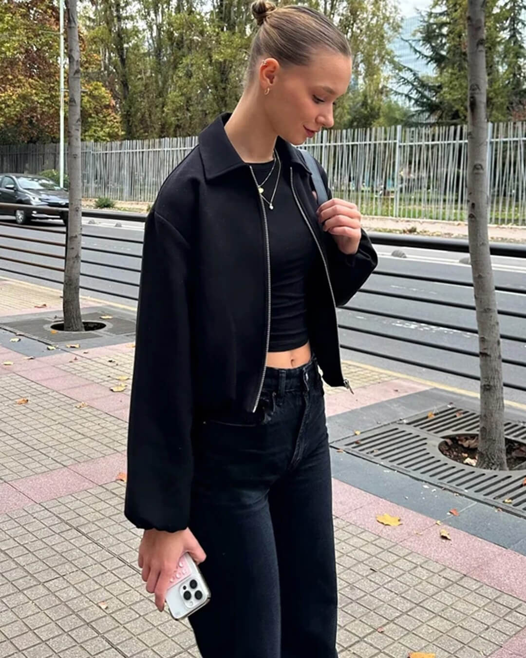 SOERA Midori Puff Sleeve Bomber Jacket - Jackets - 1005009867474745-;LT1775063644241854788 Black S