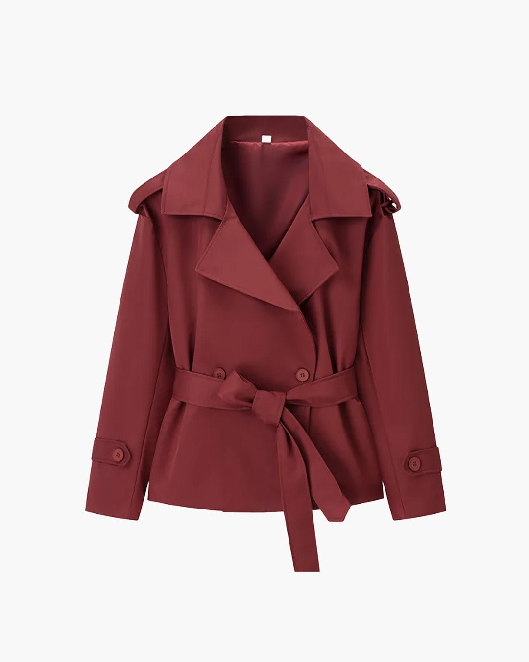 SOERA Molly Belted Cropped Trench Coat - Jackets - 1005009088260377-;fz1773321573478037457 Burgundy XS