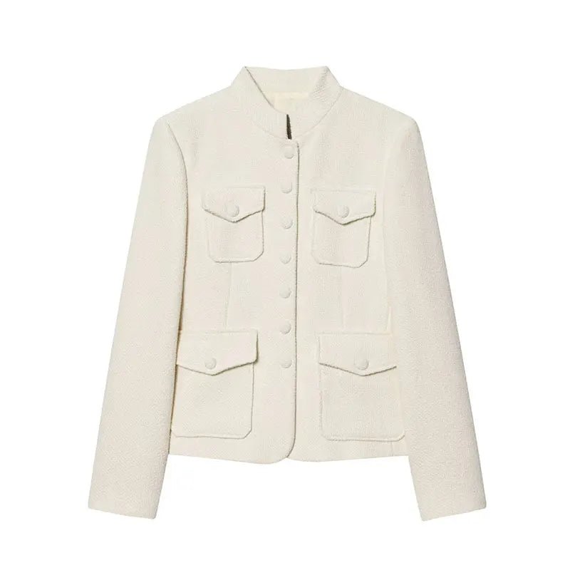 SOERA Ophelia Button Front Pocket Blazer - Jackets - 1005011568741680-;Eo1775244634482489492 White M