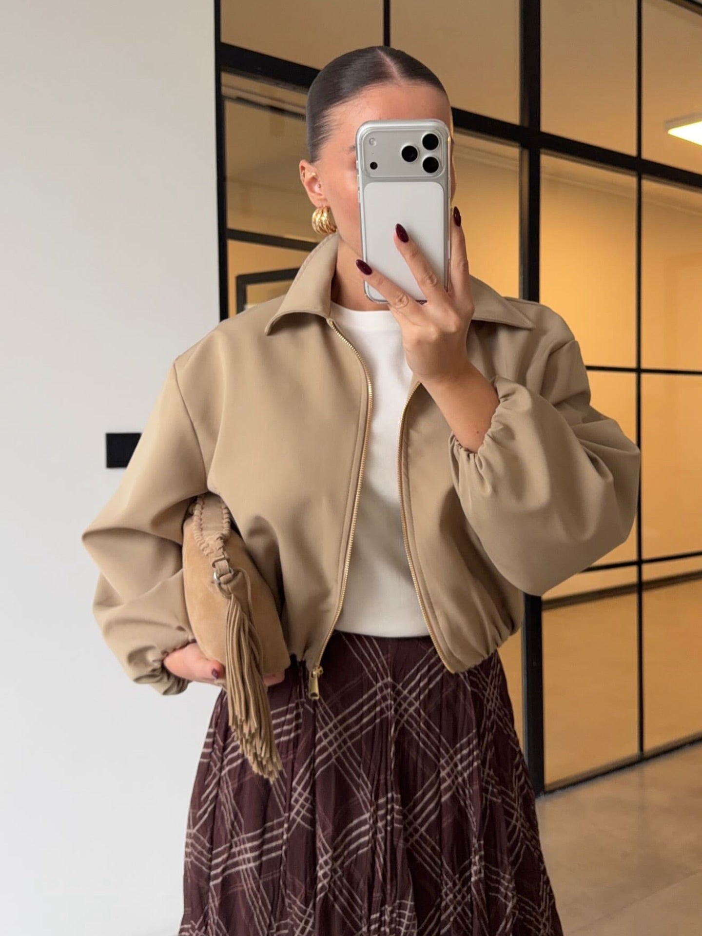 SOERA Seraphina Puffed Bomber Jacket - Jackets - 1005009867474745-;PU1774621553513650757 Beige XS