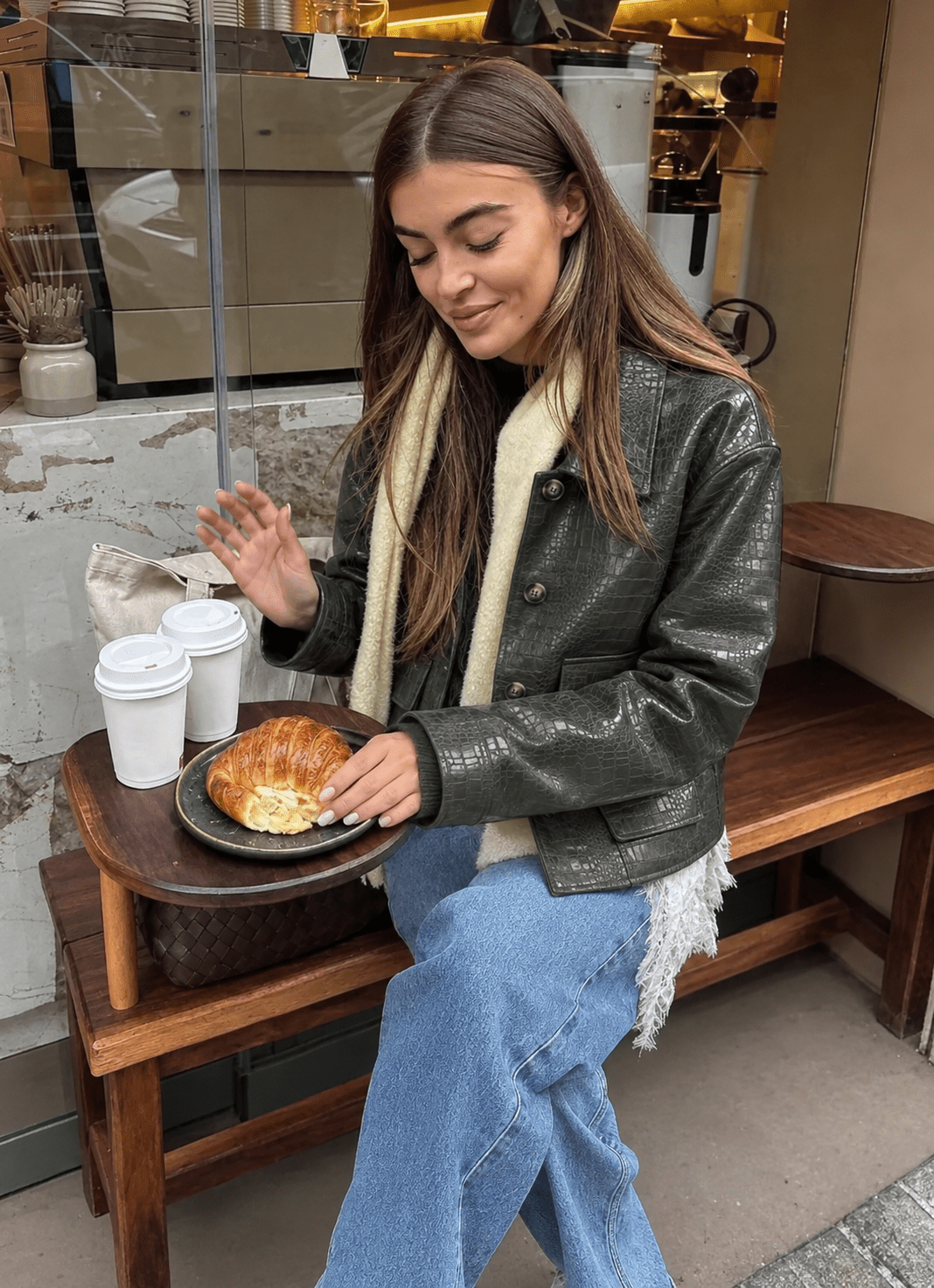Svea Crocodile Embossed Vegan Leather Jacket | SOERA