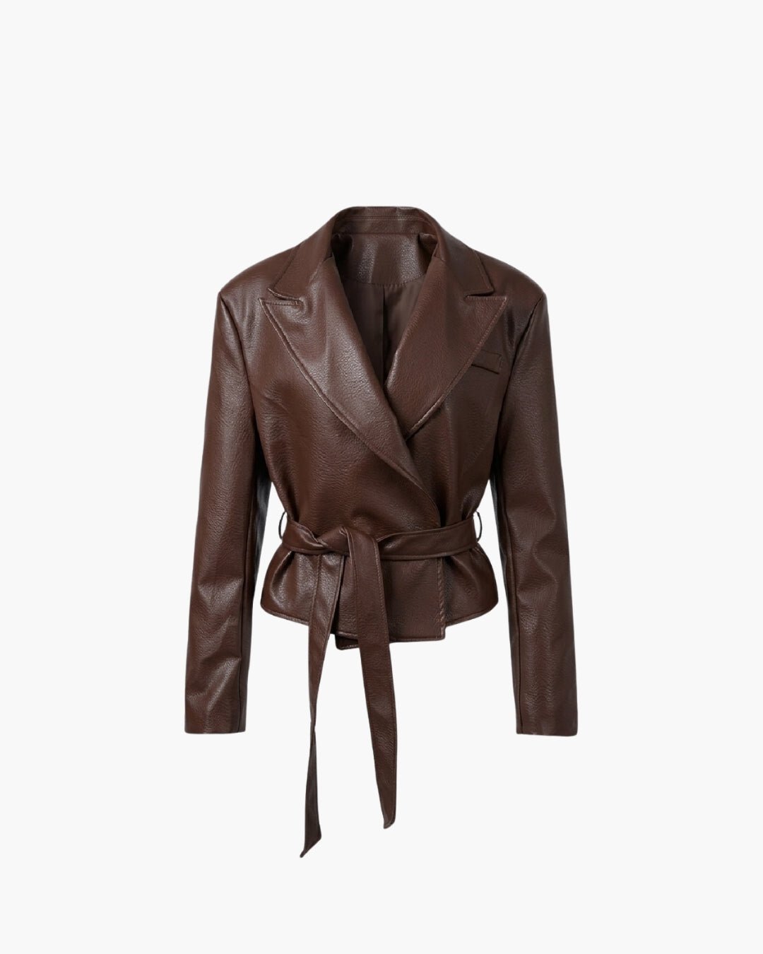 SOERA Valerie Lace-Up Faux Leather Blazer Jacket - Jackets - SOERA-625155-BRO-S-21507 Coffee S