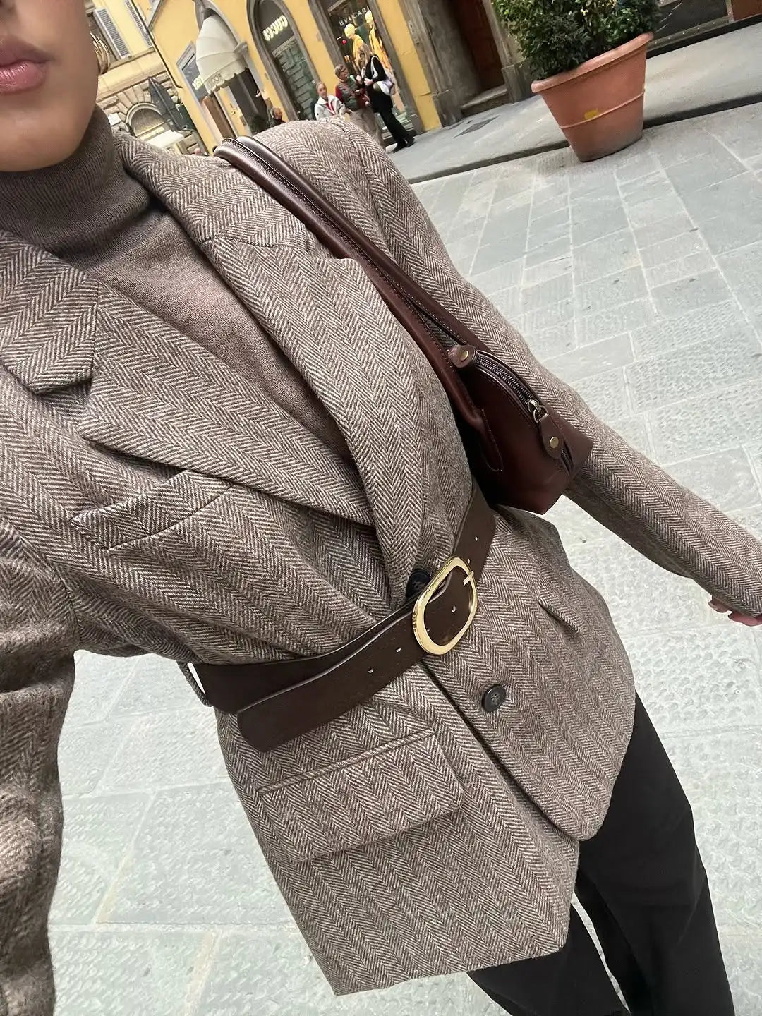 SOERA Yalina Herringbone Blazer with Belt - Jackets - 1005010788684149-;oq1773374039125091933 XS