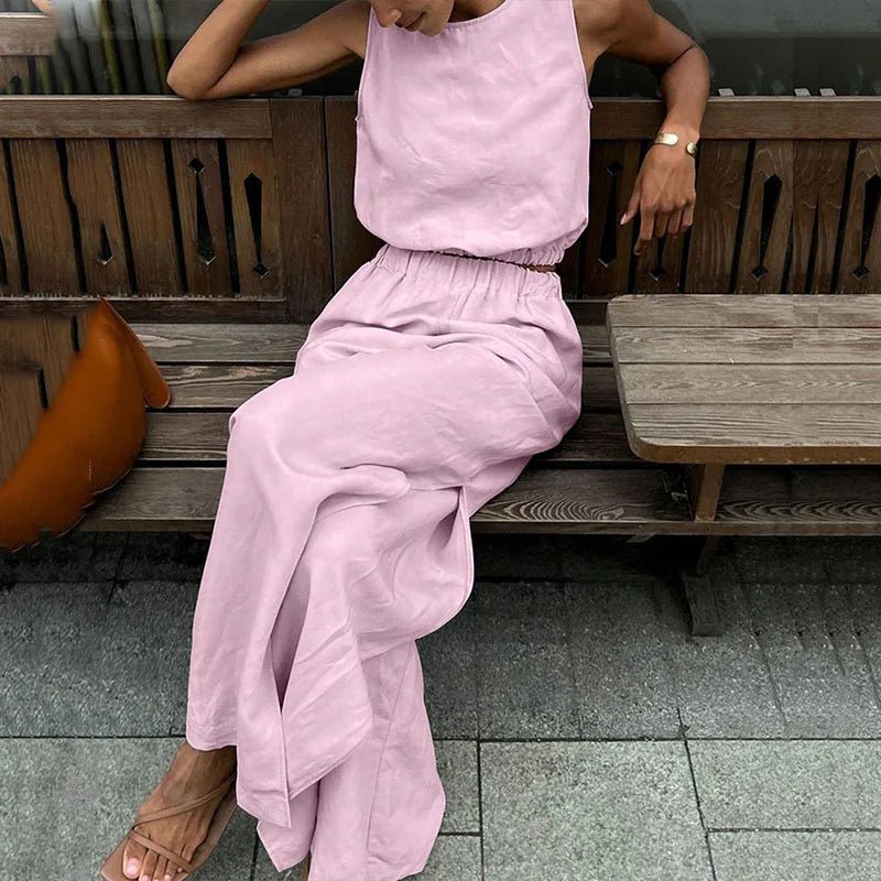 SOERA Hilde Cotton Linen Two - Piece Set - Jumpsuit -  Pink S