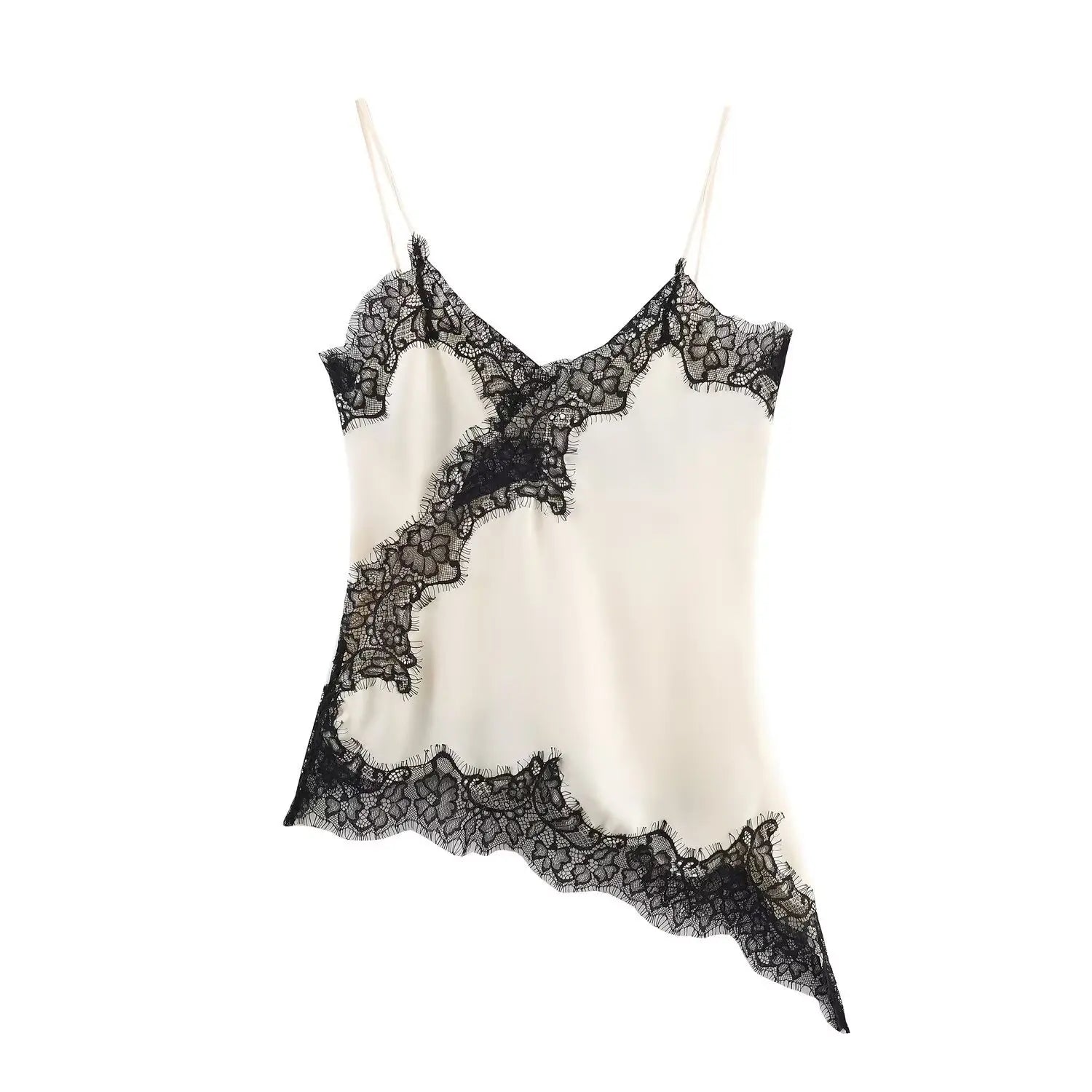 Kara asimetrični satenasti top na naramnice