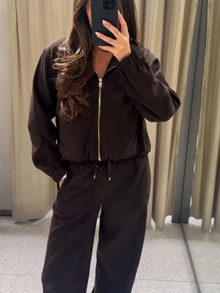 SOERA Amirah Hooded Tracksuit Set - Matching Sets -  Burgundy Set (Top+Pants)