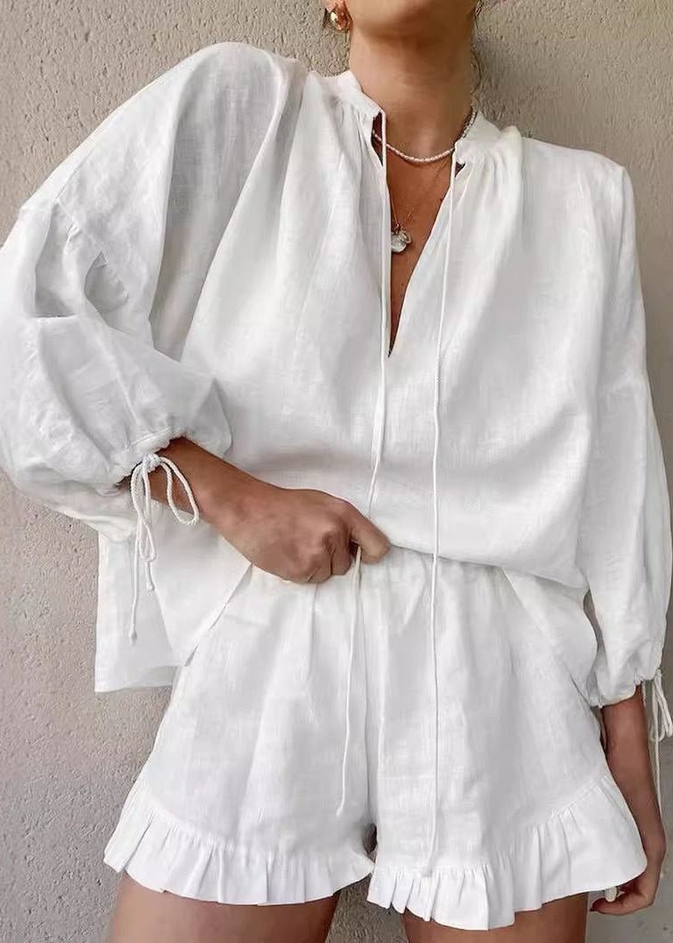 SOERA Beatrice Cotton Lounge Set - Matching Sets -  White Set M