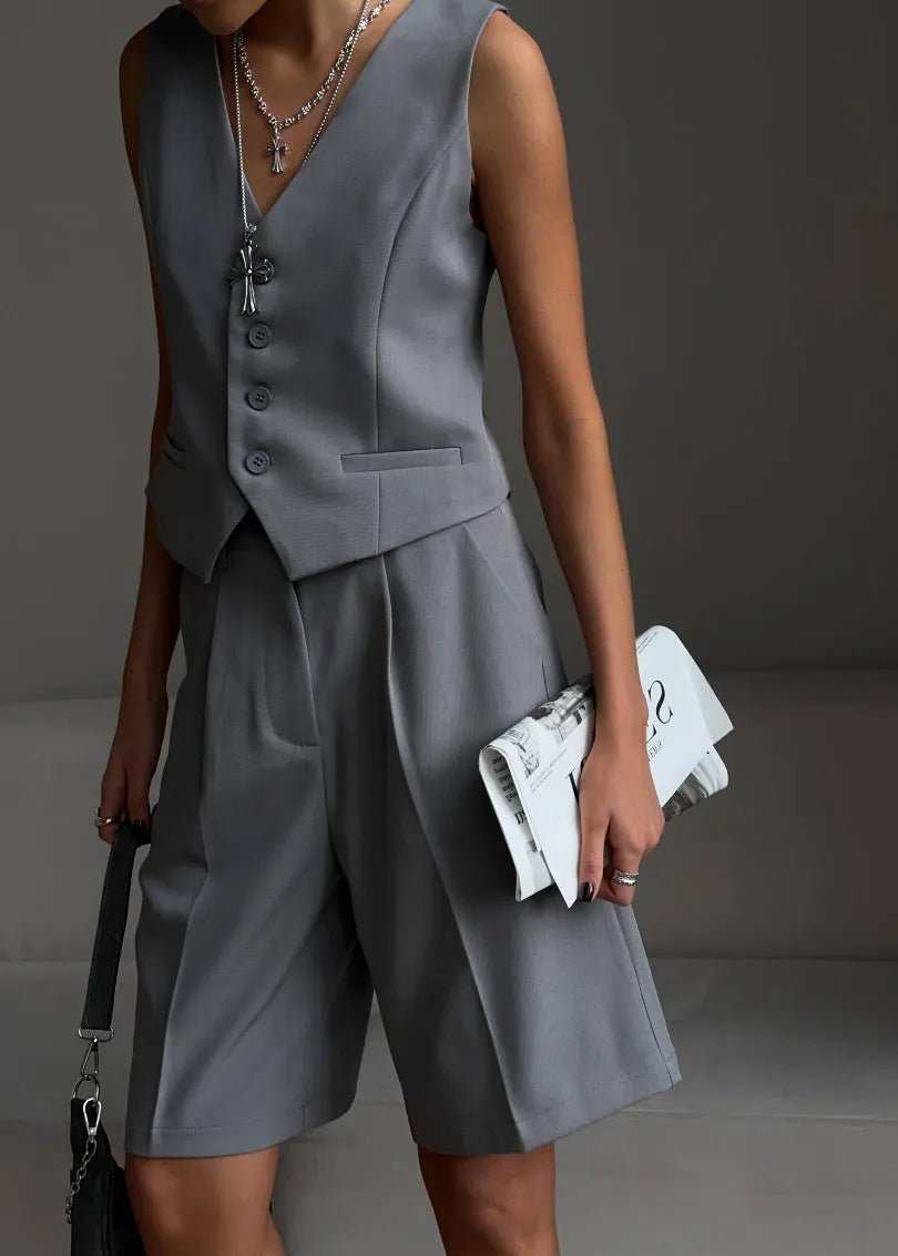 SOERA Bianca Tailored Vest & Bermuda Shorts Set - Matching Sets -  Gray M
