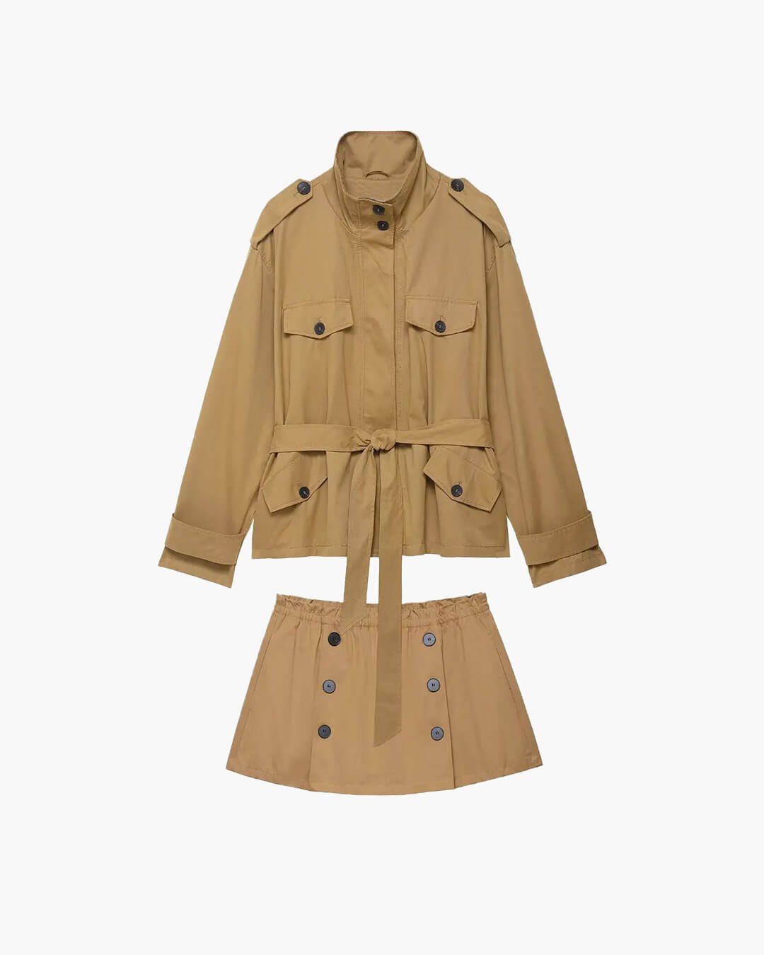 Ellie High Collar Belted Jacket & Skort Set