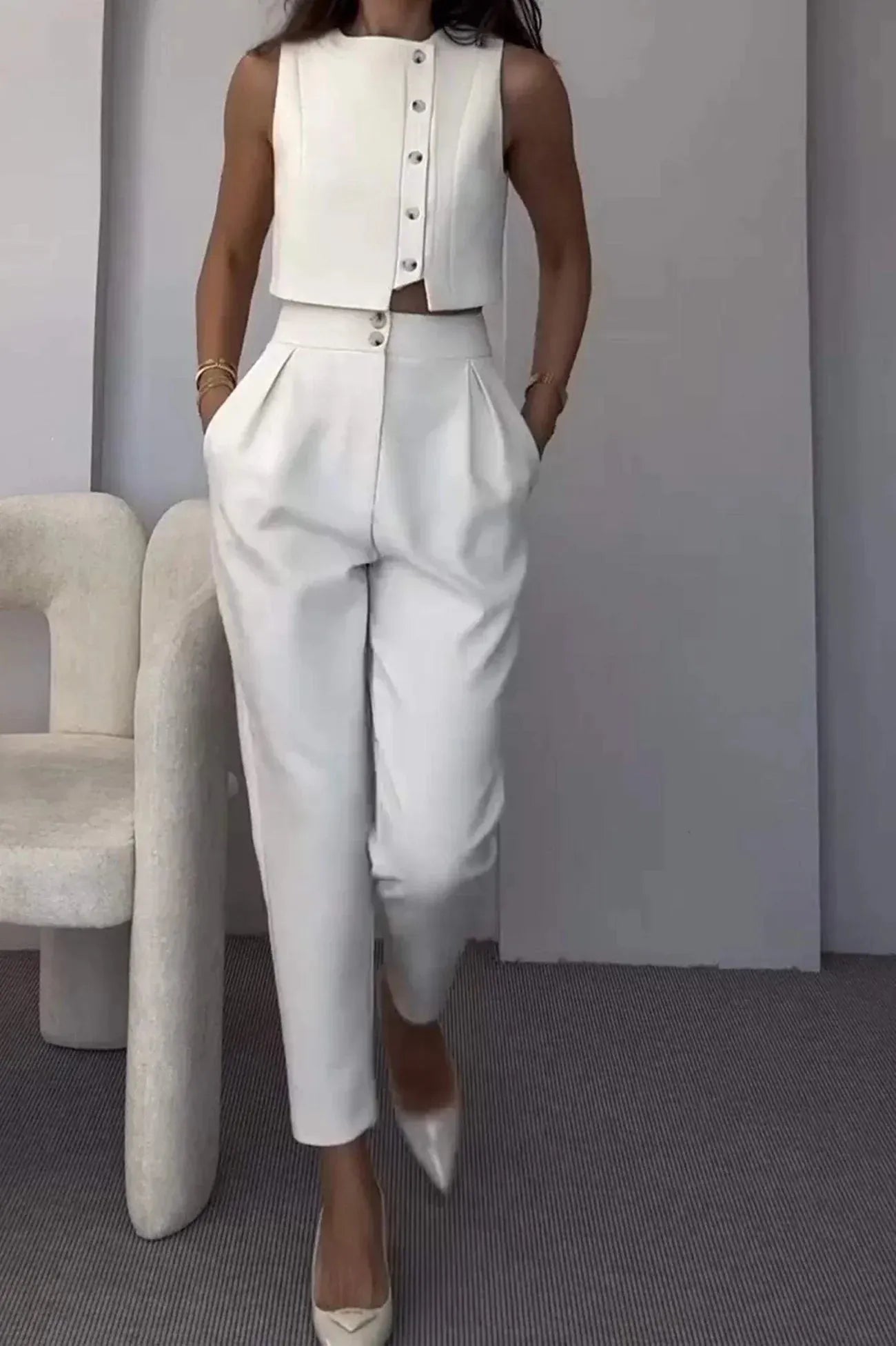 SOERA Helena Two-Piece Set - Matching Sets -  White S