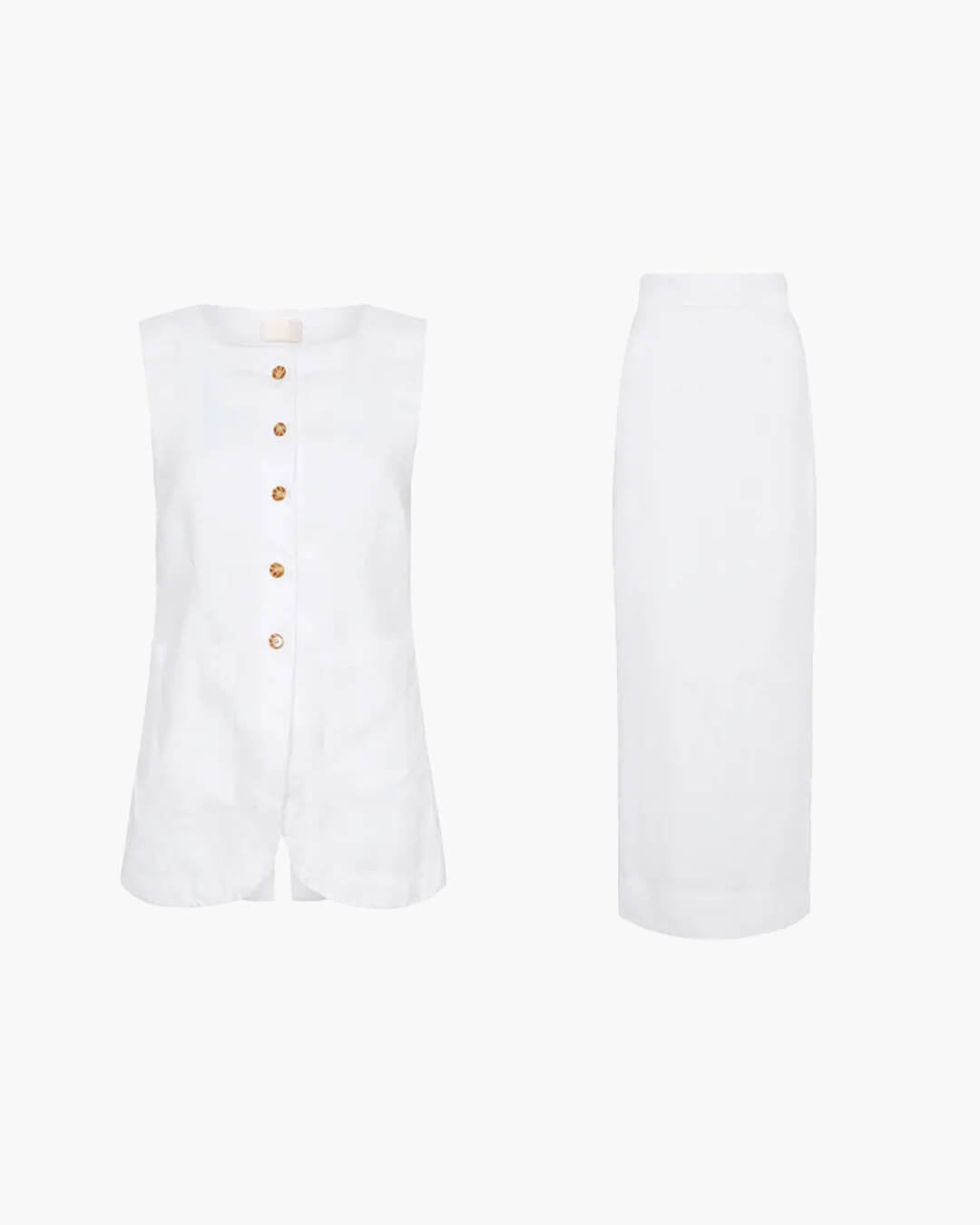 SOERA Irma Sleeveless Linen Set - Matching Sets - qu1771188465069749903 Top White