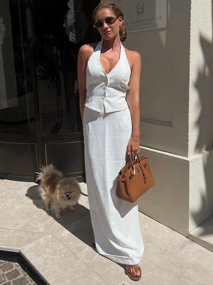 SOERA Lianna Halter Maxi Skirt Set - Matching Sets - 1005008735113023-;DH1771839650675656798 M