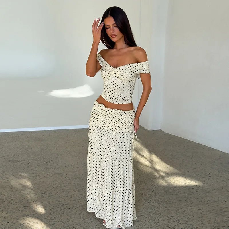 SOERA Maisie Off-Shoulder Crop Top Skirt Set - Matching Sets -  White XS
