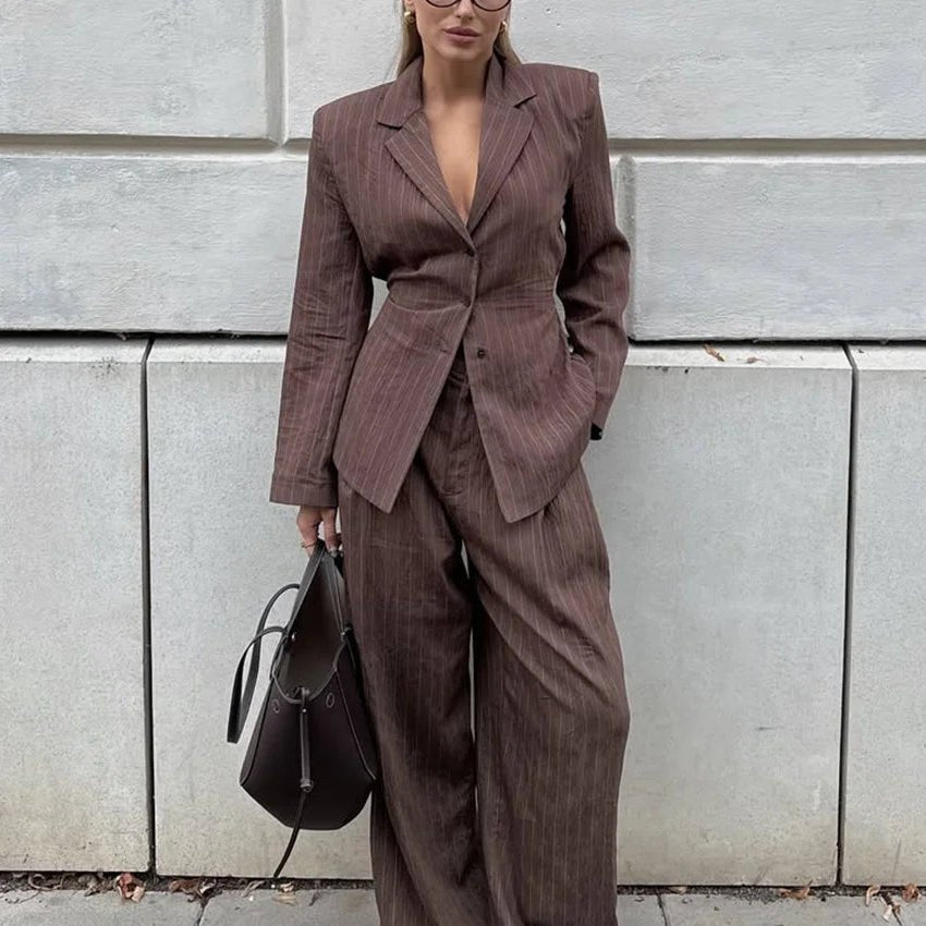 SOERA Melanie Pinstripe Pant Suit - Matching Sets - 1005010003509570-;No1770053337242233491 Pants XS