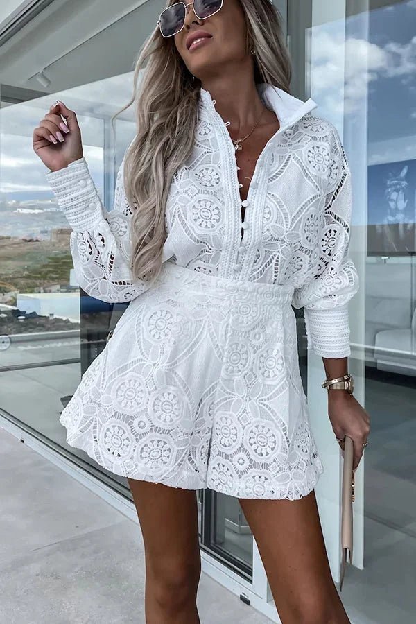 SOERA Natalie Lace Embroidered Co-Ord Set - Matching Sets - 1005002791435593-;Ib1776125342245452446 Blue S