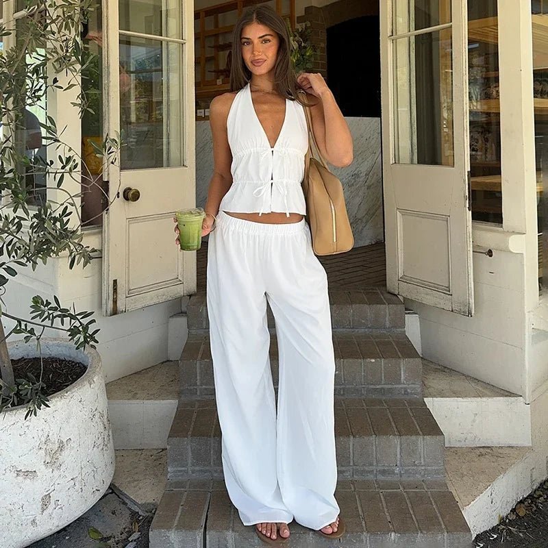 SOERA Renata Halter Cotton Two-Piece Set - Matching Sets -  White S