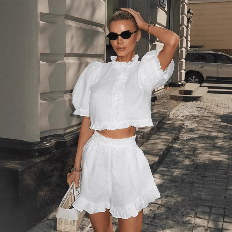 SOERA Stacey Frill Hem Co-Ord Set - Matching Sets -  White L