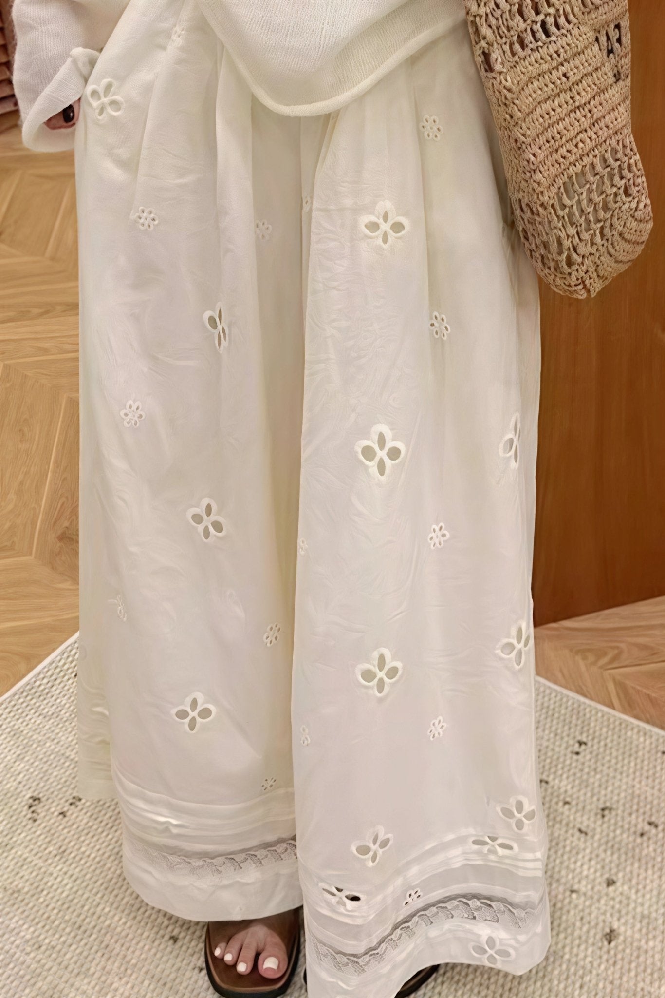 SOERA Bianca Hollow Out Lace Wide Leg Pants - Pants -  Beige M