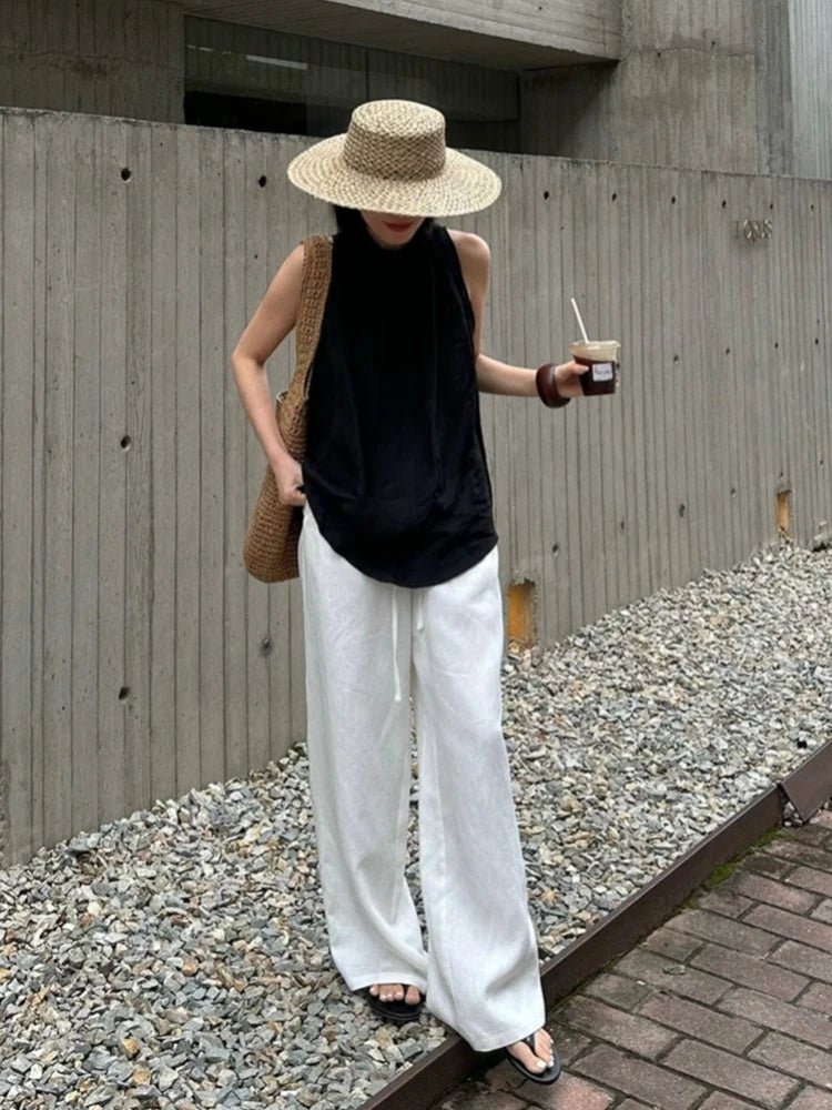SOERA Kendall Wide Leg Linen Pants - Pants - 1005008535976378-;QN1774621567410186234 Brown S