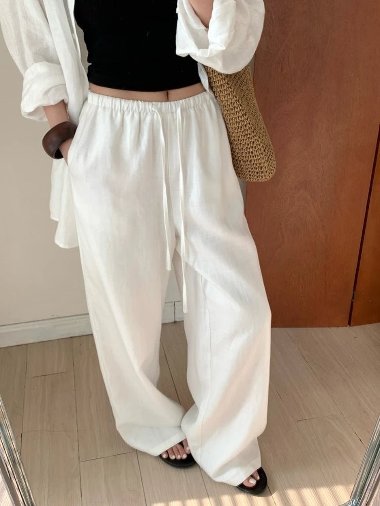 SOERA Kendall Wide Leg Linen Pants - Pants - 1005008535976378-;QN1774621567410186234 Brown S