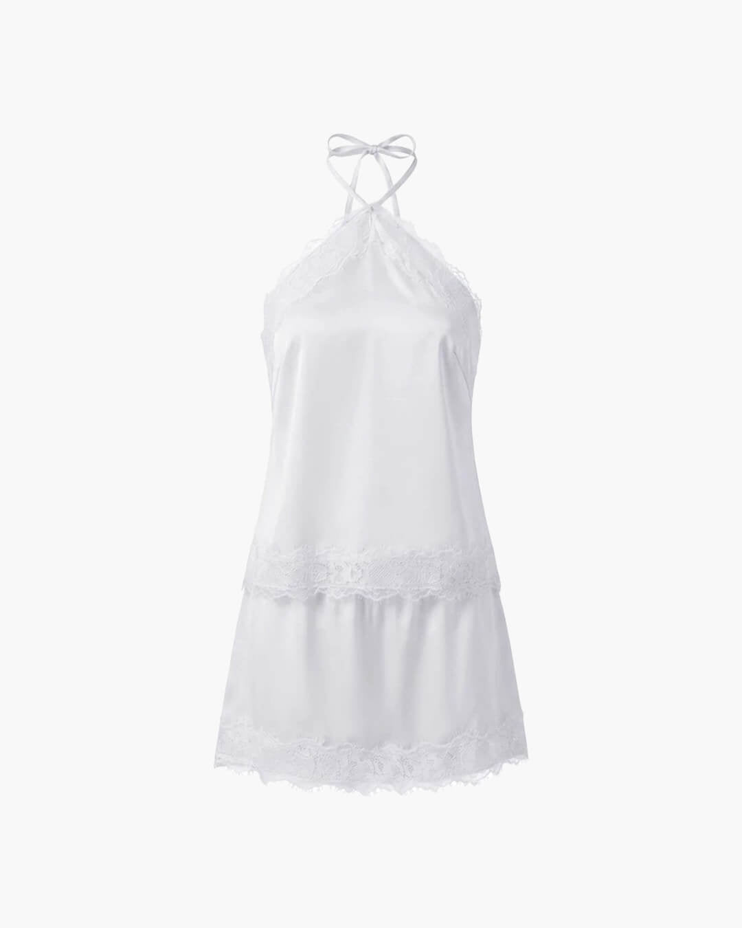 SOERA Parker Satin Halter Neck Two - Piece Set - Set -  White Set L