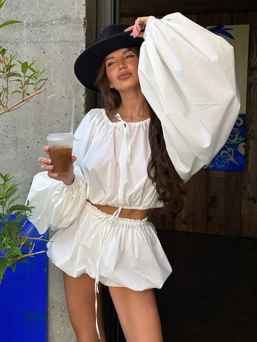 SOERA Zoe Off - the - shoulder & Shorts Set - Set - uE1775689430717830399 White M