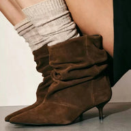 Amanda Faux Suede gerimpelde enkellaarsjes