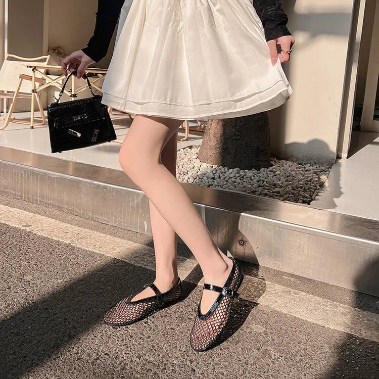 SOERA Bianca Buckled Mesh Ballet Flats - Shoes -  Black 35