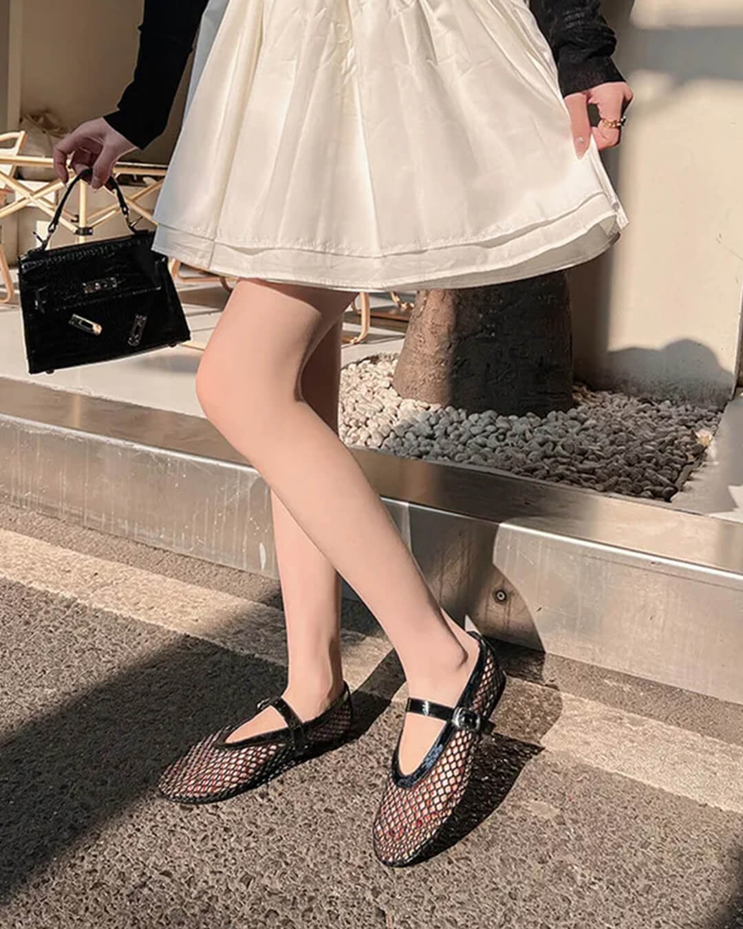 SOERA Bianca Buckled Mesh Ballet Flats - Shoes -  Black 39