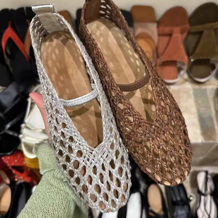 SOERA Francesca Hollow Woven Flat Shoes - Shoes - 1005009205383908-;kb1775031593753436640 Brown 37