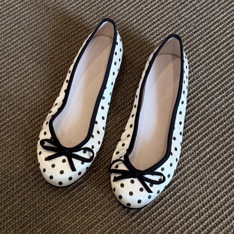 SOERA Georgette Polka Dot Ballet Flats - Shoes -  White 35
