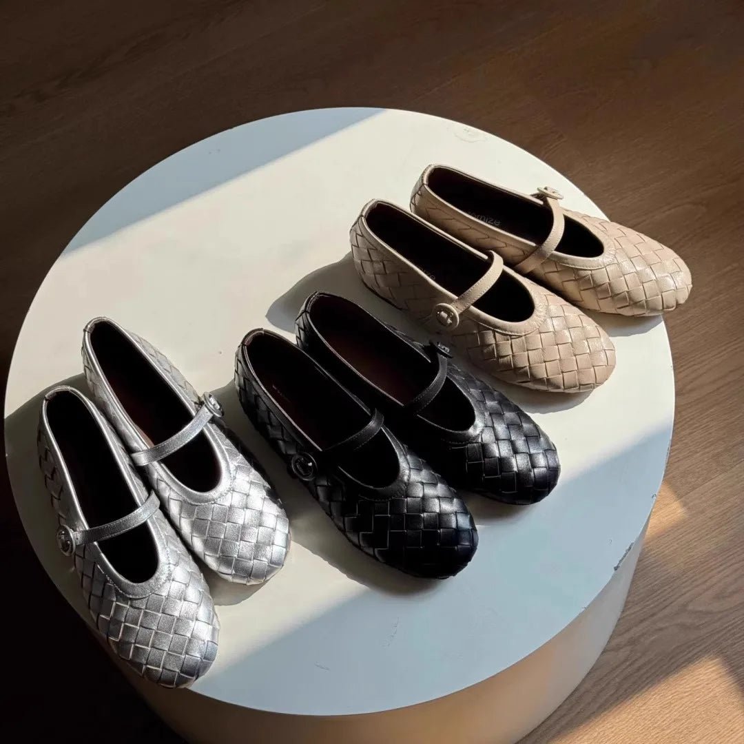 SOERA Lisbeth Woven Leather Flat Shoes - Shoes - 1005010392961053-;wH1770303445603735568 Beige 35