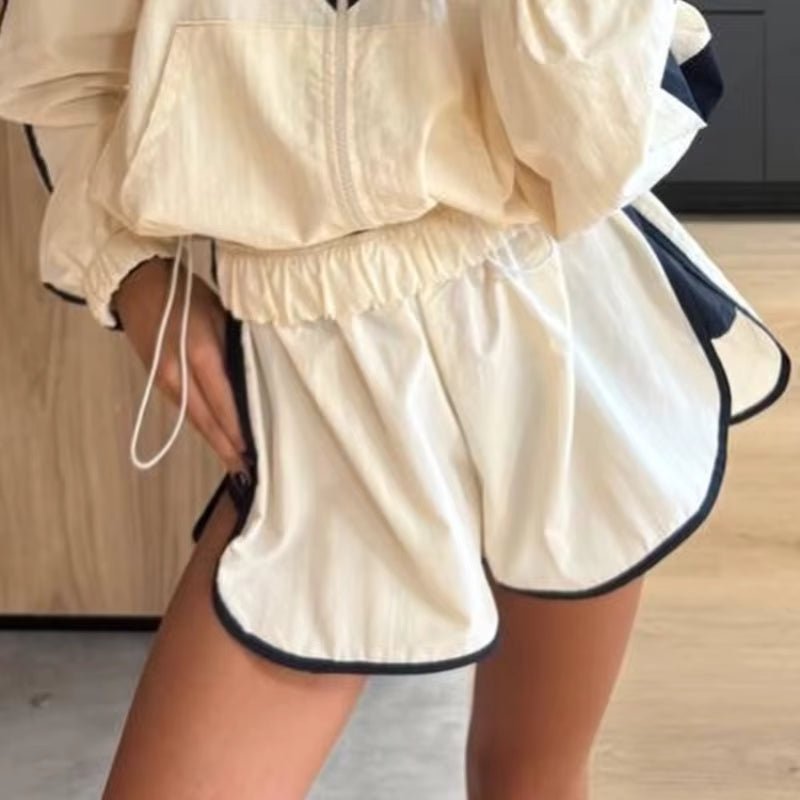 SOERA Ellen Chevron Windbreaker Shorts Set - Shorts Set - SOERA-142915-S-SET-56963 Set (Jacket+Shorts) S