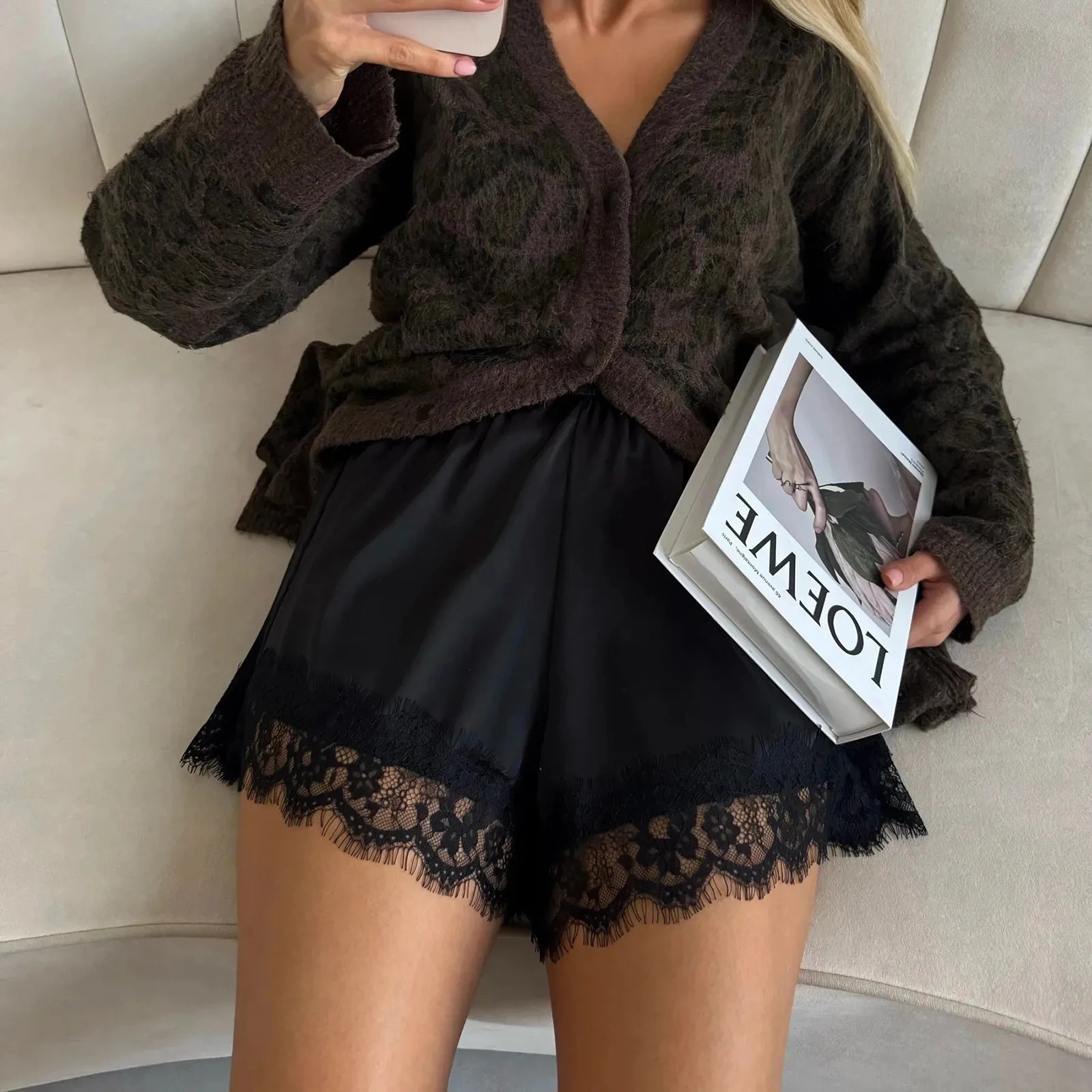 SOERA Suzette Lace Satin Shorts - Shorts - 1005010682962242-;AZ1770053336657927727 Black M