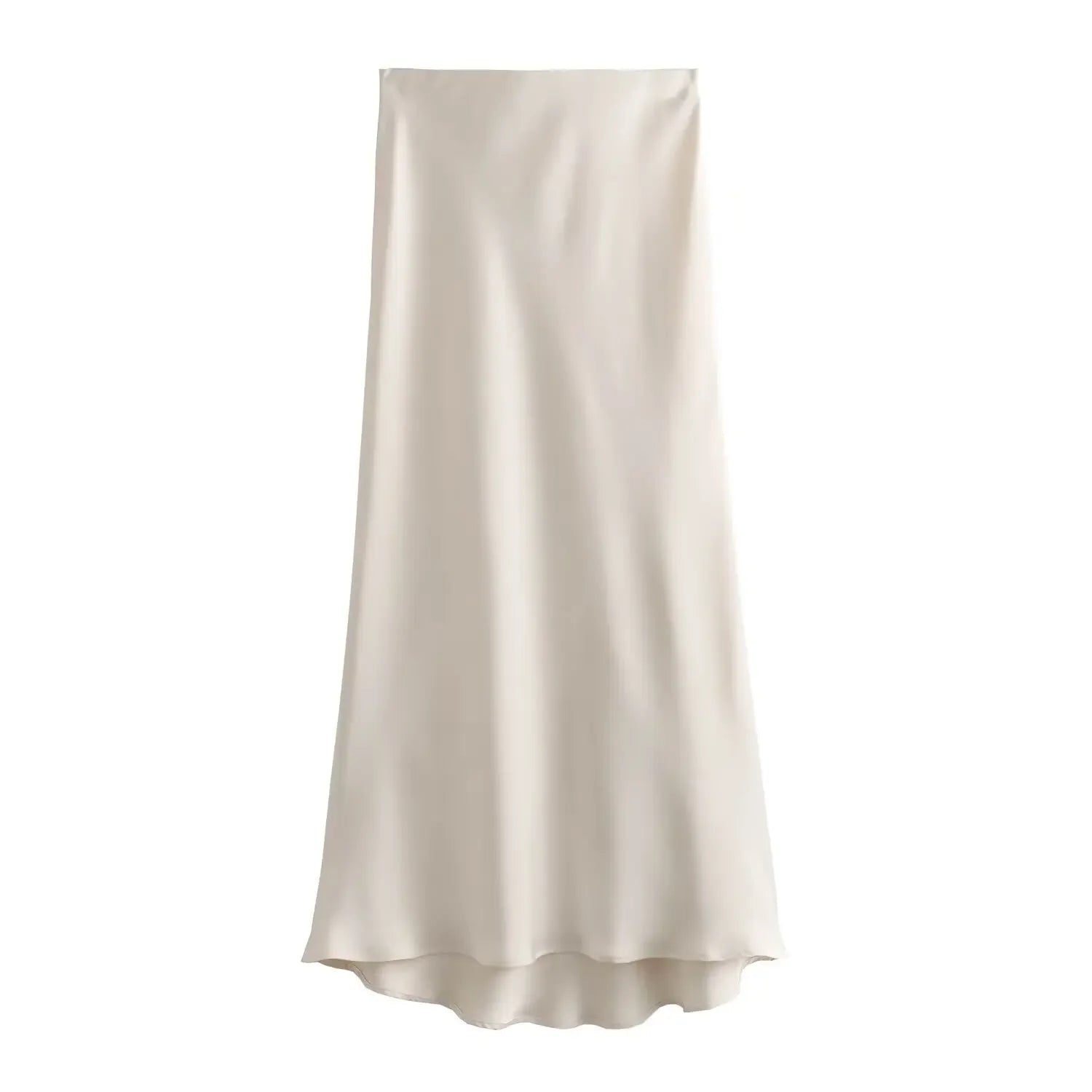 SOERA Anais High Waist Black Satin Midi Skirt - Skirt -  Beige XS