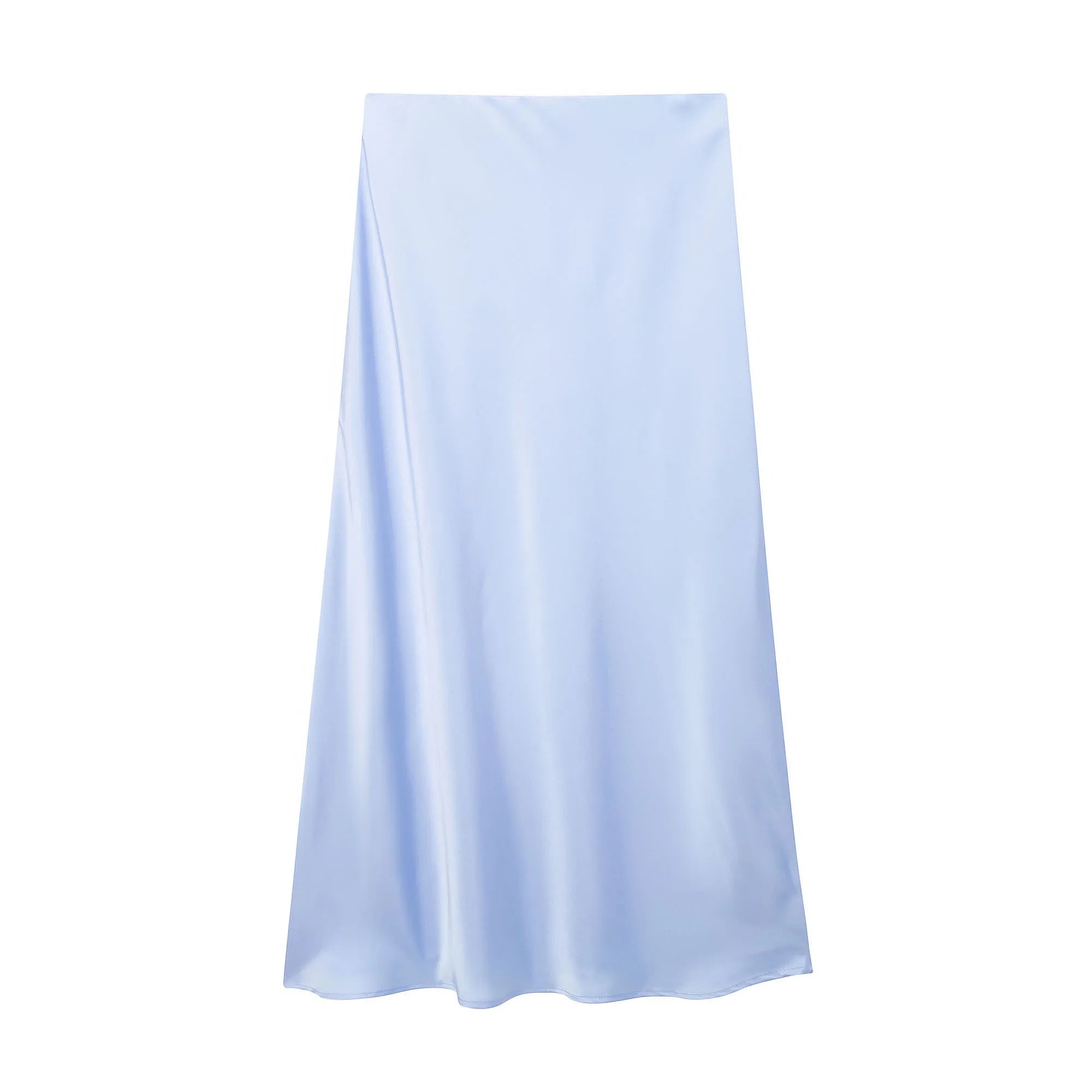 SOERA Anais High Waist Black Satin Midi Skirt - Skirt -  Light Blue XS