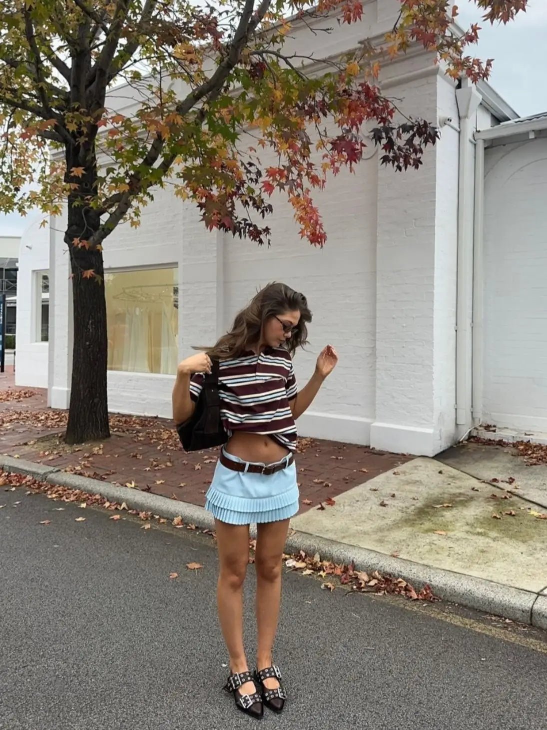 SOERA Bella Low - Waist Pleated Mini Skirt - Skirt -  Blue M