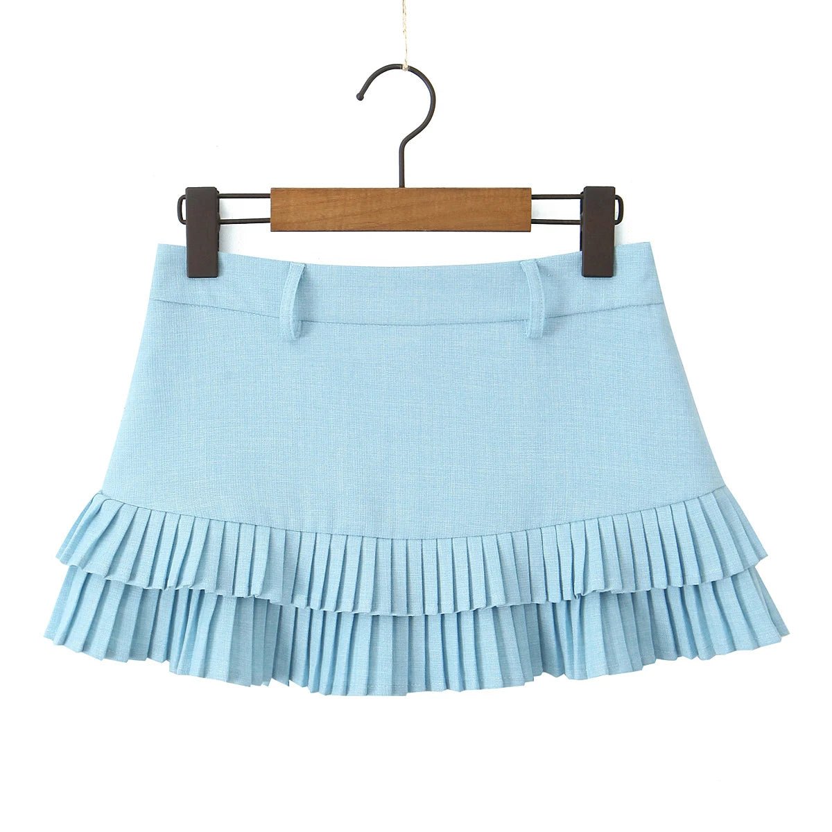 SOERA Bella Low - Waist Pleated Mini Skirt - Skirt -  Blue S