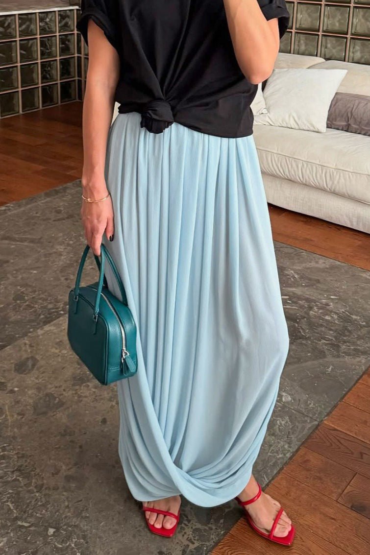 SOERA Celeste Chiffon Flowing Maxi Skirt - Skirt -  Blue M